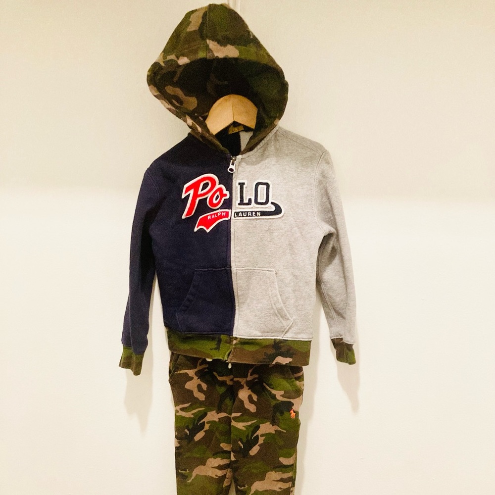 Polo by Ralph Lauren camouflage grey and navy blue tracksuit 4T